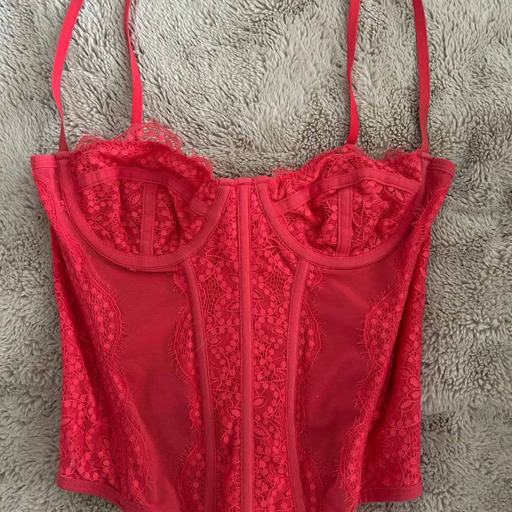 Bright pink Lace corset  Top